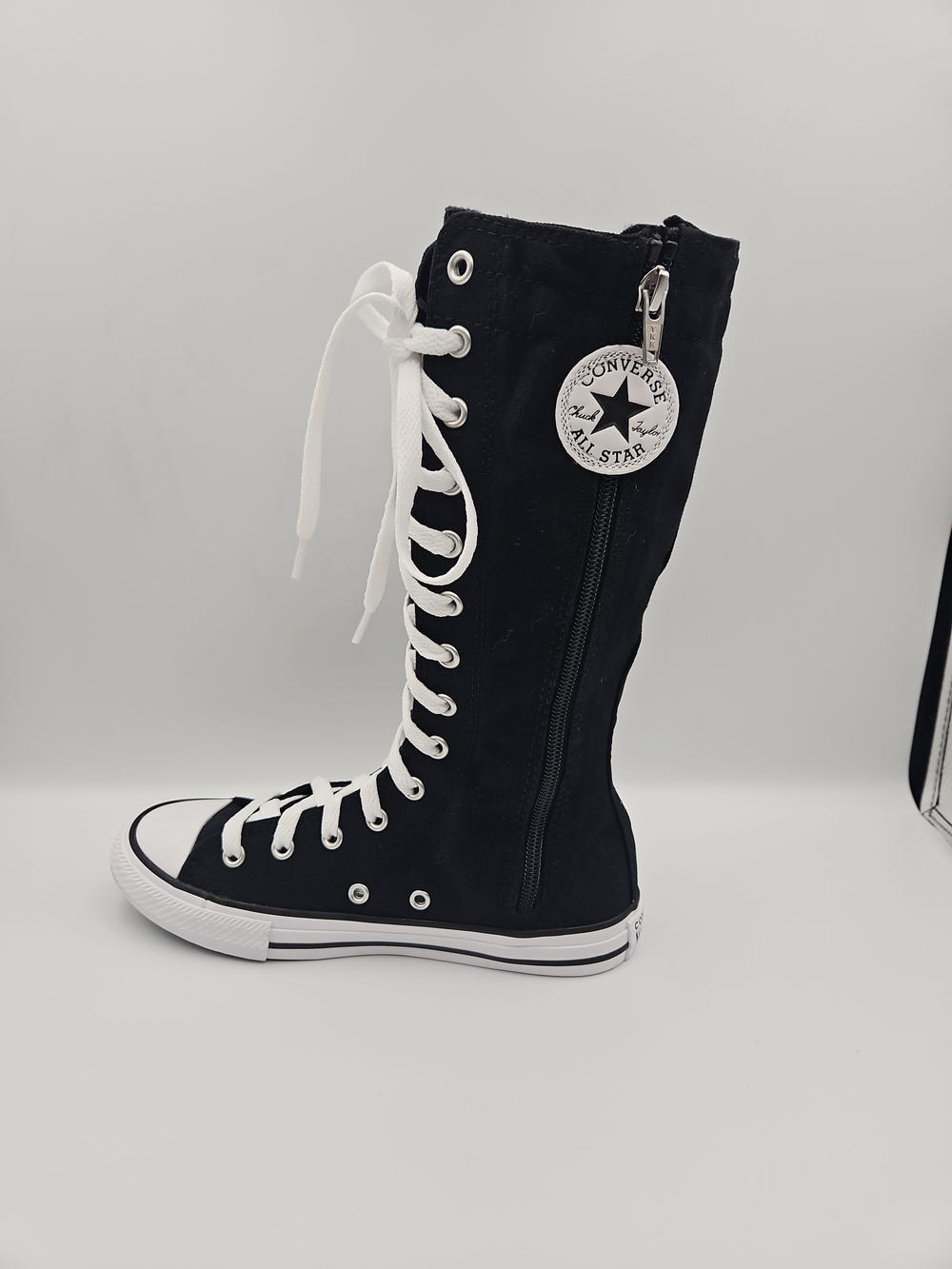 Converse Black Tall Lace-Up Kids' Sneakers with White Trim - Picture 5 of 8
